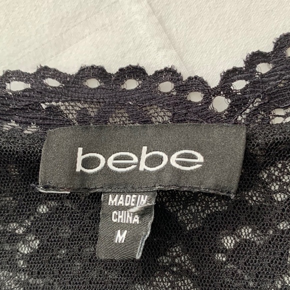 #8 - Bebe Black Lace Sleeveless Blouse - SZ M - Picture 4 of 7